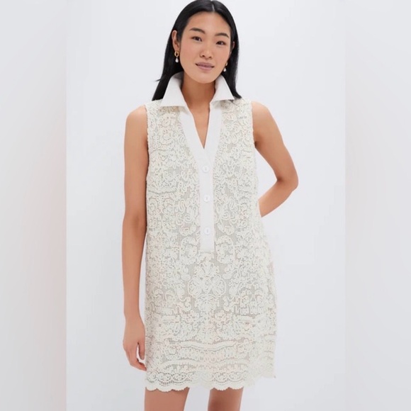 Tuckernuck Dresses & Skirts - Tuckernuck Tan Lace Sleeveless Collier Dress Women’s Size Small NEW